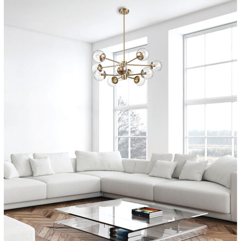 Avell 10 Light 36 inch Modern Gold Chandelier Ceiling Light